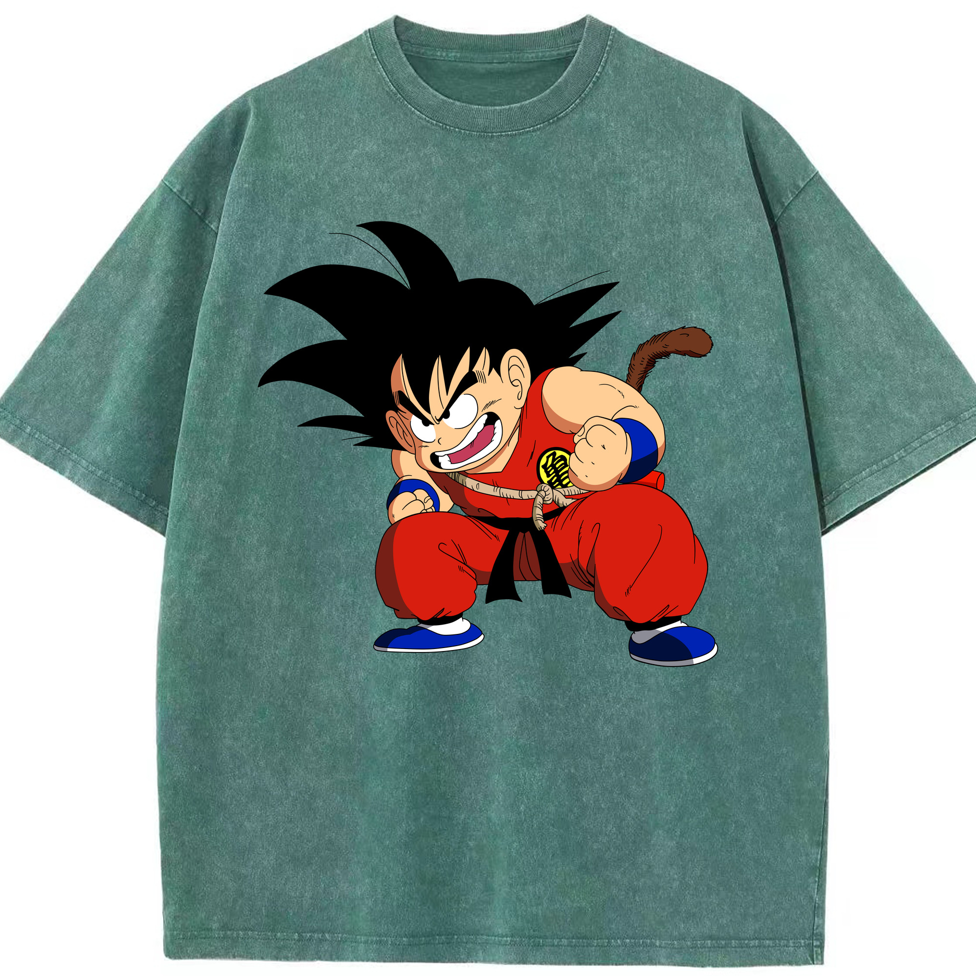 （画像用） ドラゴンボール 孫悟空（そん ごくう）Son Goku カカロット DRAGON BALL Kakarotto 綿100% ヴィンテージ風 半袖Tシャツ（フロントプリント）